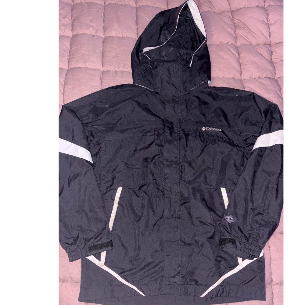 Columbia Youth Black Bugaboo Hooded Waterproof Jacket Coat,‎ Size 14/16